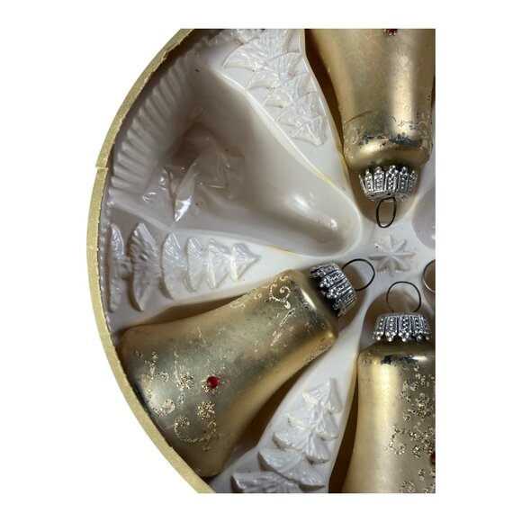 Mercury Glass Christmas Ornaments Vintage Gold Bells Set of 4 Made in Germany - Picture 6 of 16